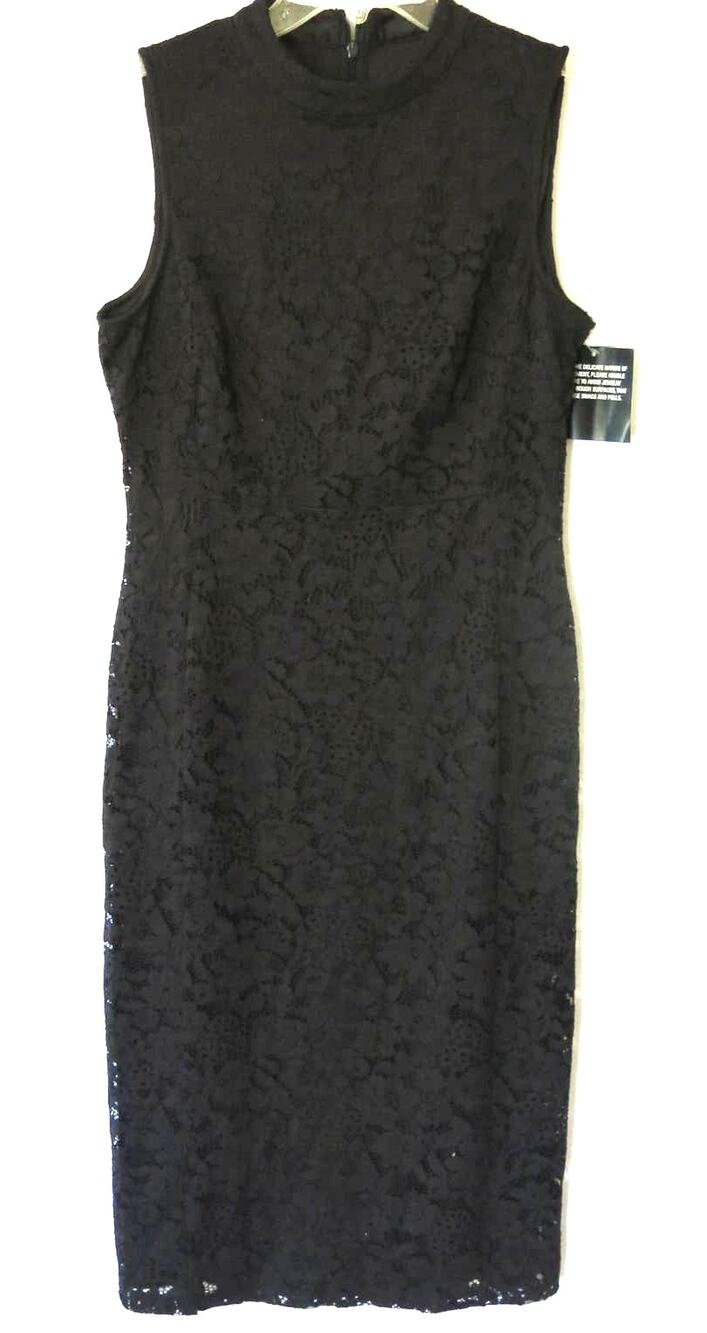 NINE WEST *NWT* Dress Size 8 Midi Lace Black Party Elegant Classic Cocktail